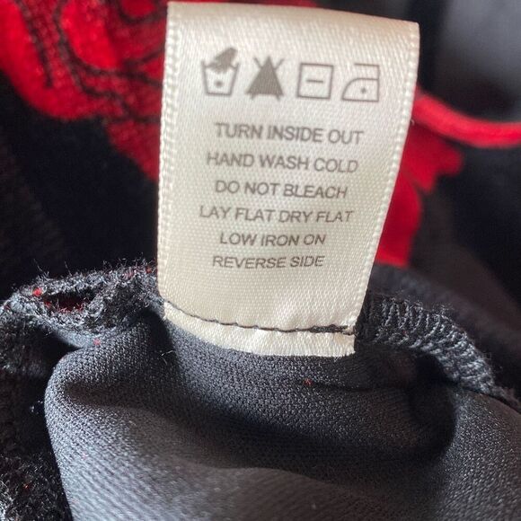 Thirty/Thirty Velvet Sheath Dress L Black Red Rose Romantic Coquette Whimsigoth - Picture 9 of 12